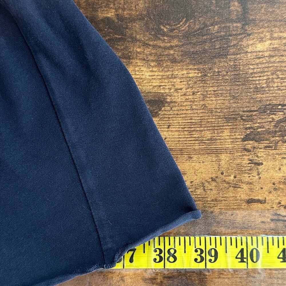 Loft Cotton Tiered Skirt High Waist Stretch Ruched Navy Blue Sz Medium Coastal - Picture 5 of 9
